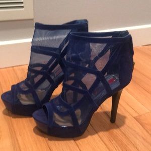 Jessica Simpson blue mesh platform heels